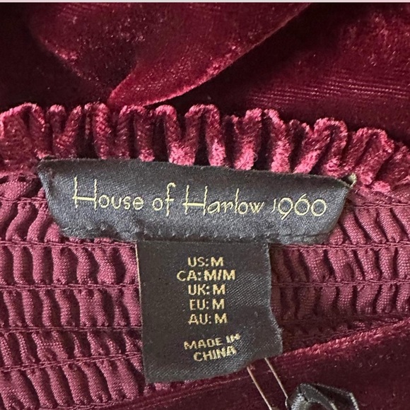 House of Harlow 1960 x REVOLVE Dress Maroon Velvet Mini Shoulder - Picture 5 of 5